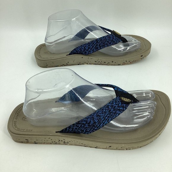 KEEN Men\'s Sz US 8 Harvest Flip-Flop Black Blue Repurposed Lift Cell Technology